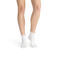 Bombas x Susan Alexandra Embellished Ruffle Rib Quarter Socks