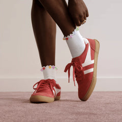 Bombas x Susan Alexandra Embellished Ruffle Rib Quarter Socks