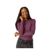 Women's Merino Wool Blend Crew Neck Long Sleeve T-Shirt