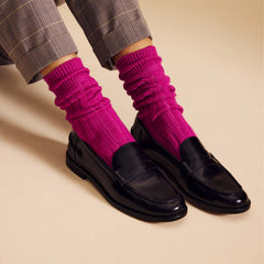 Women's Merino Cashmere Blend Rib Calf Socks
