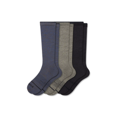 Men's Merino Wool Blend Everyday Compression Knee High Socks 3-Pack (15-20mmHg)