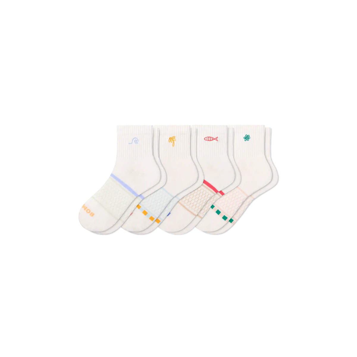 Women's Beach Day Embroidered Quarter Sock 4-Pack