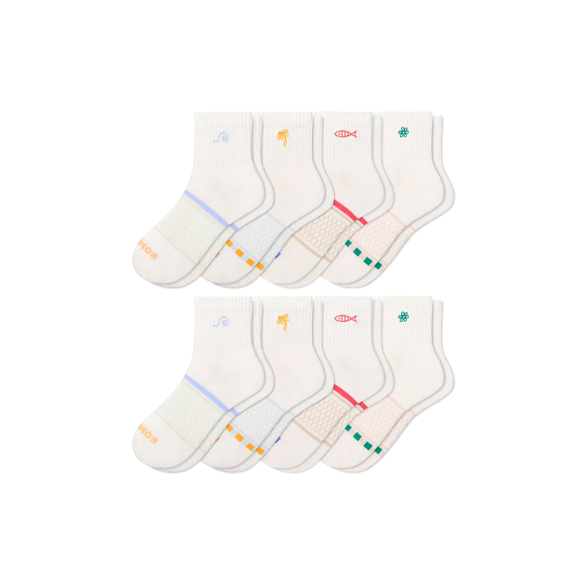 Women's Beach Day Embroidered Quarter Sock 8-Pack